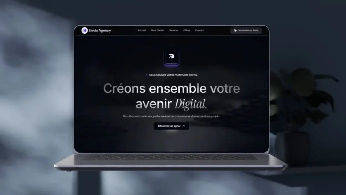 Page d'accueil du site Elevia Agency, agence web