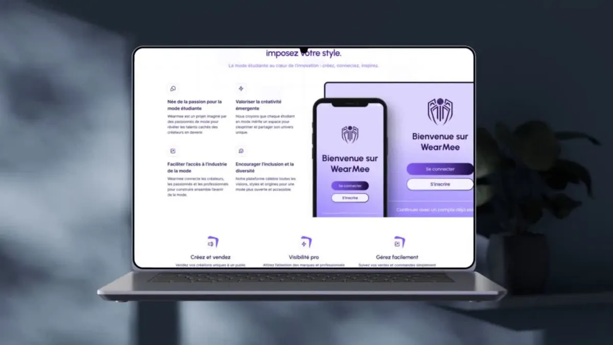 Page d'accueil de Wearmee, plateforme de mode étudiante